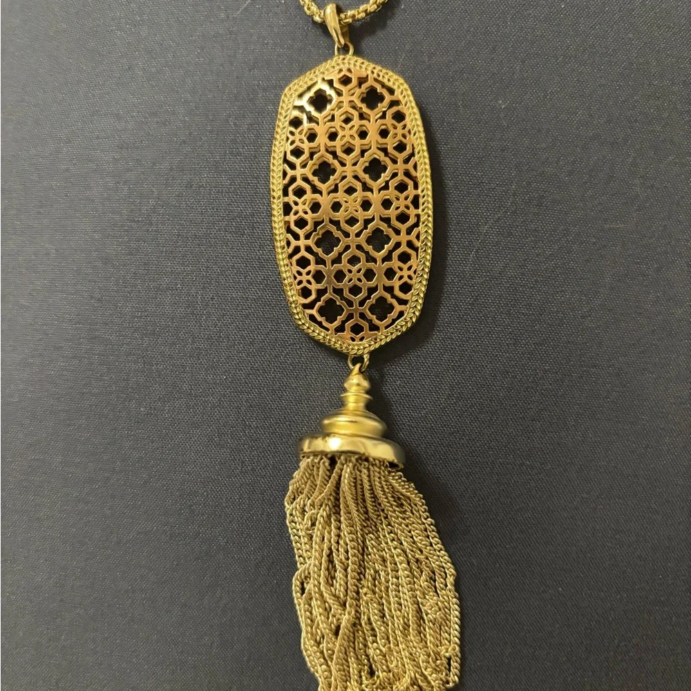 Kendra Scott Rayne Gold Filigree Tassel Pendant Necklace